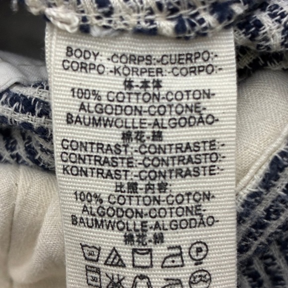 Free People High Rise Vertical Stripe Tapered Leg Cotton Pants Blue White Size 6 - Picture 6 of 6